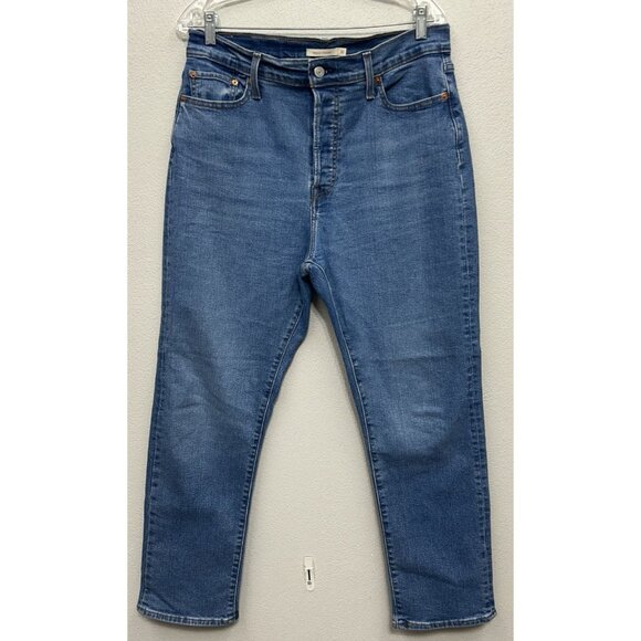 Levis Wedgie Straight Jeans Womens 32 Blue Button-Fly High-Rise Cotton 33x28 - Picture 1 of 11